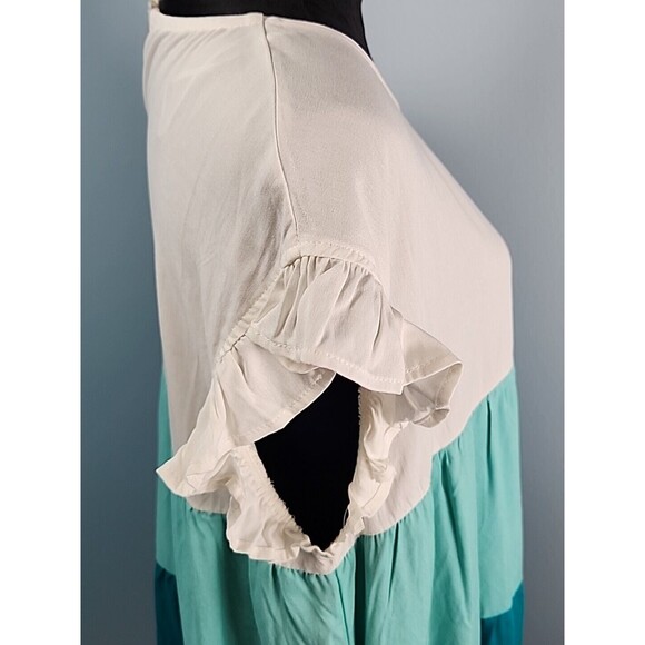 Chicsoul Womans 1X Tiered Dress Knee Length Boho Short Sleeve Empire Waist - Picture 8 of 16